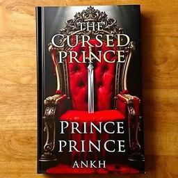 A book cover featuring an empty throne covered in blood, with a crown and a sword on it