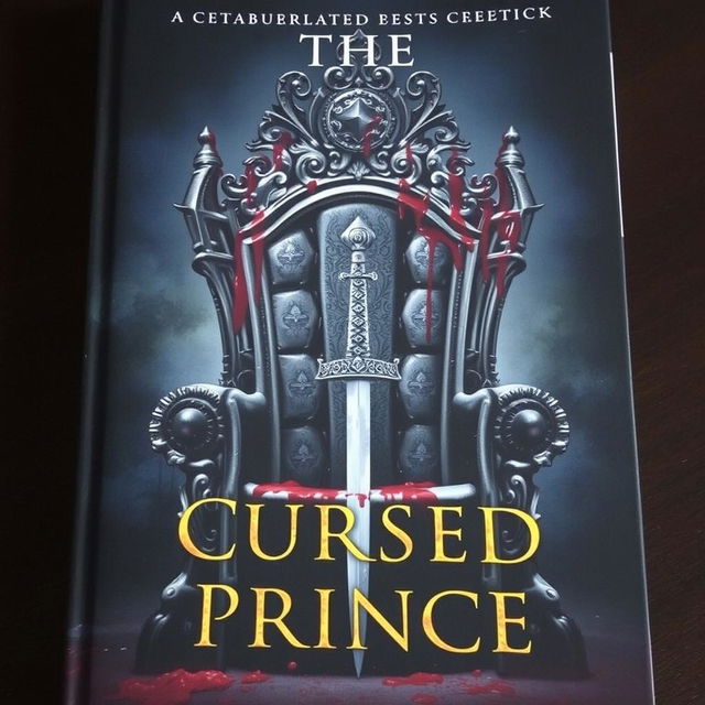 A book cover featuring an empty throne covered in blood, with a crown and a sword on it