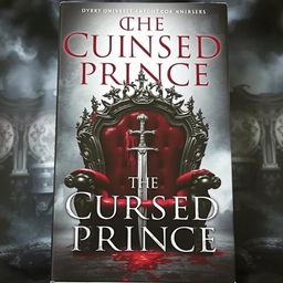 A book cover featuring an empty throne covered in blood, with a crown and a sword on it