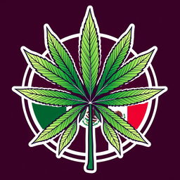 Create a logo that combines elements of cannabis culture with symbols representing Palestine and Mexico