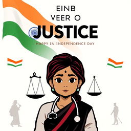 A motion poster demanding justice for a lady doctor who was raped and murdered, set against the backdrop of Indian Independence Day