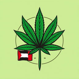 A logo design featuring elements of cannabis leaves, with influences from Palestinian and Mexican cultural symbols