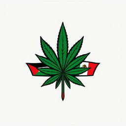 A logo design featuring elements of cannabis leaves, with influences from Palestinian and Mexican cultural symbols