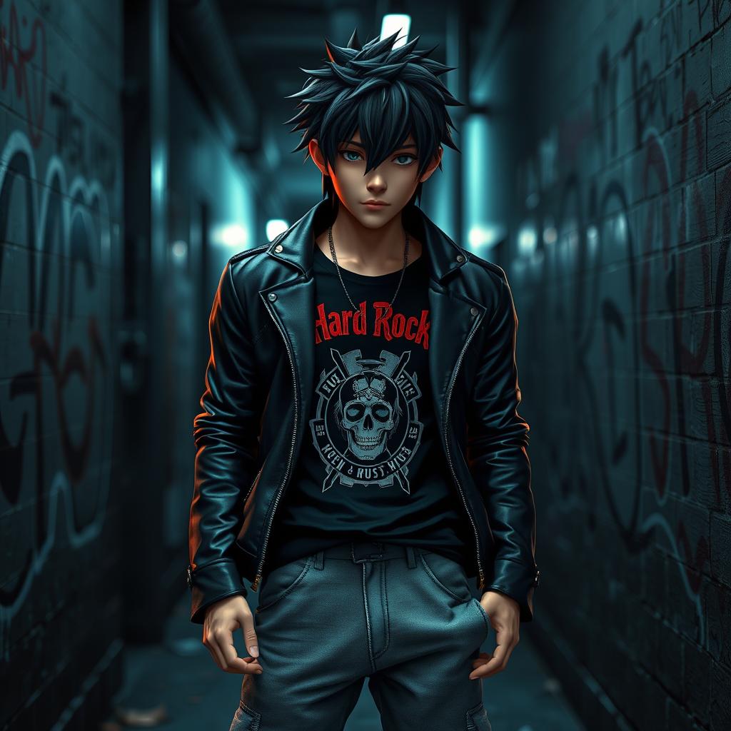 A 3D rendered image of a guy with black hair styled in a messy, rockstar fashion