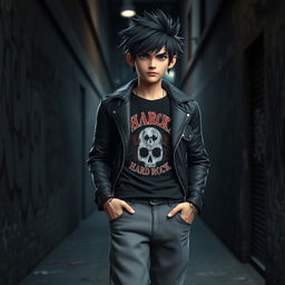 A 3D rendered image of a guy with black hair styled in a messy, rockstar fashion