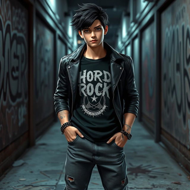 A 3D rendered image of a guy with black hair styled in a messy, rockstar fashion