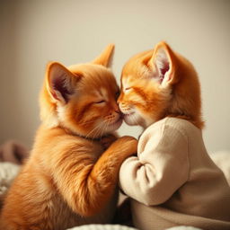 A pair of ginger twins sharing a kiss