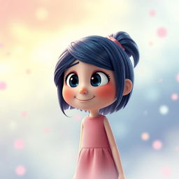 A 3D rendered image inspired by Inside Out, featuring the Love emotion as a girl with a warm and affectionate appearance, set in a dreamy, abstract environment