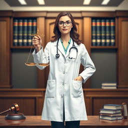 Create an image that symbolizes justice for a doctor