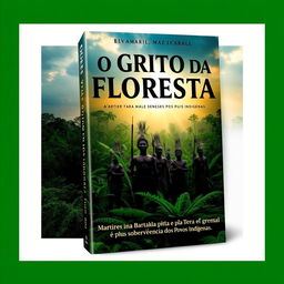 A powerful and emotional book cover titled 'O Grito da Floresta: Mártires na Batalha pela Terra e pelos sobrevivência dos Povos Indígenas'