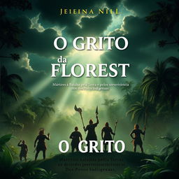 Design a narrative book cover for 'O Grito da Floresta: Mártires na Batalha pela Terra e pelos sobrevivência dos Povos Indígenas'