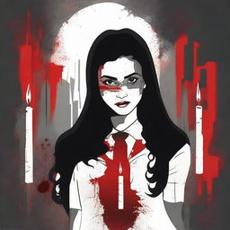 Create a dark-themed image to symbolize justice for a young lady doctor who was raped and murdered in Kolkata