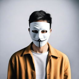 Create an image of a person wearing a mask on their face