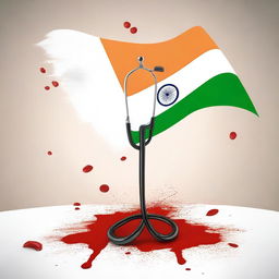 Create an image of the Indian flag flying high in the background