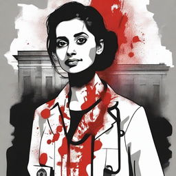 Create a dark-themed image to honor a doctor who was recently raped and murdered in Kolkata