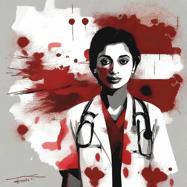 Create a dark-themed image to honor a doctor who was recently raped and murdered in Kolkata