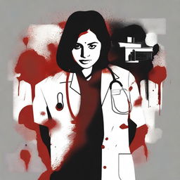 Create a dark-themed, high-quality symbolic image to honor a doctor who was recently raped and murdered in Kolkata