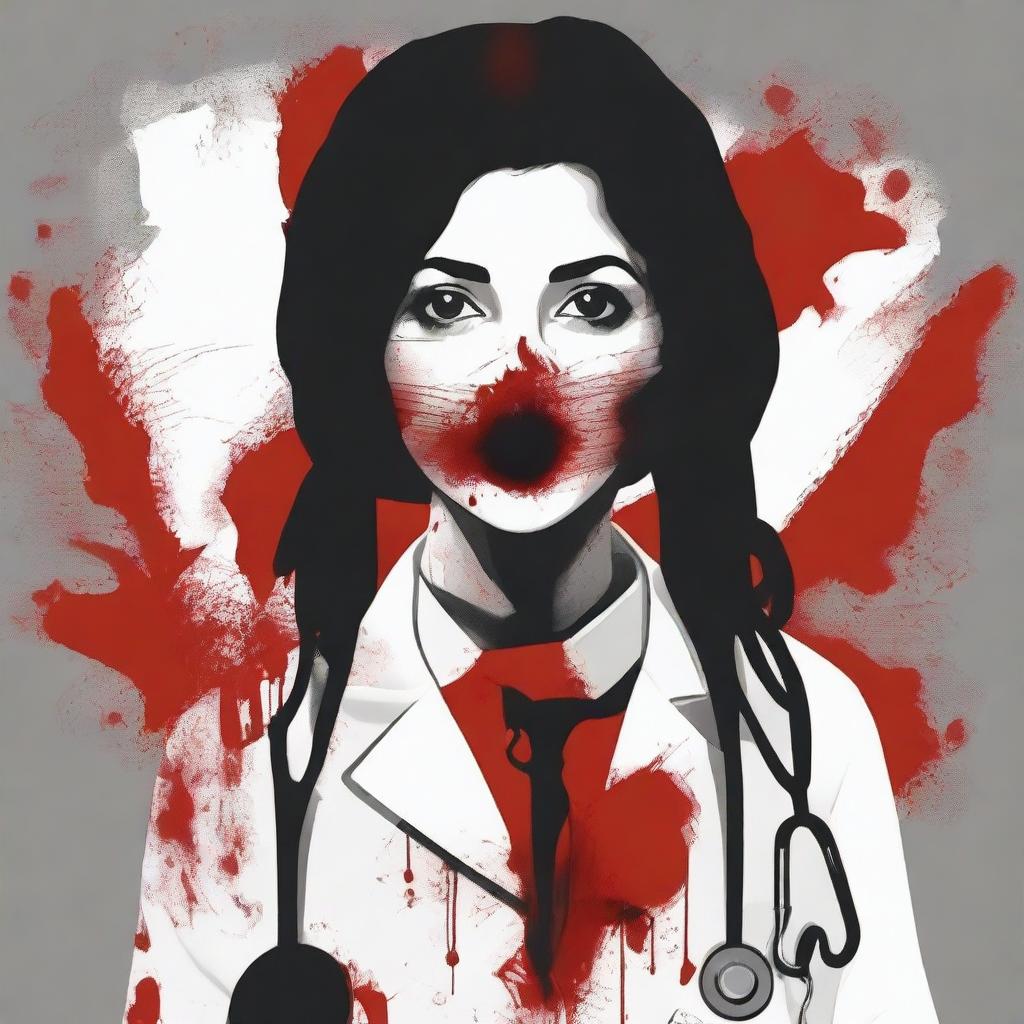 Create a dark-themed, high-quality symbolic image to honor a doctor who was recently raped and murdered in Kolkata