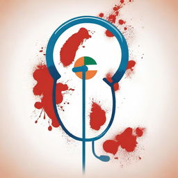 Create an image featuring the Indian flag with bloodstains, combined with a doctor's stethoscope to form a logo-like design