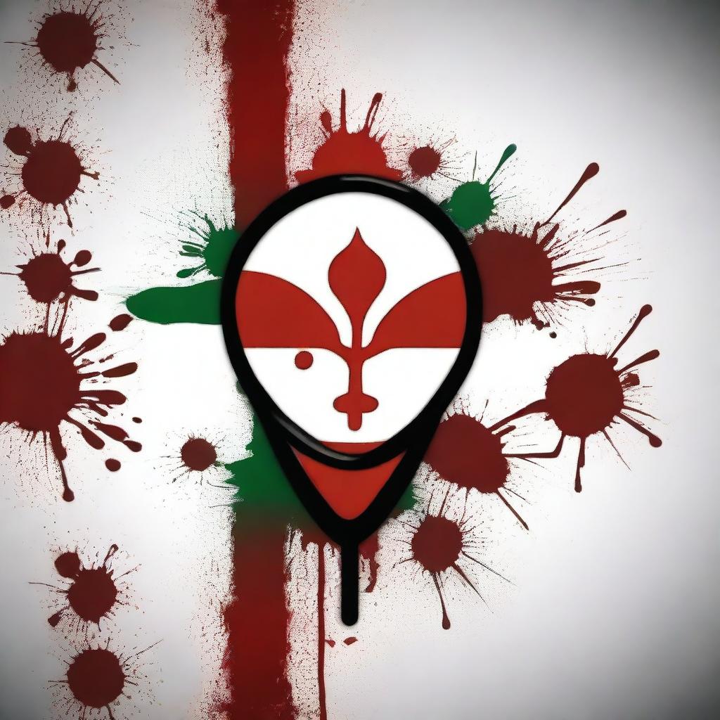 Create a dark-themed image featuring the Indian flag with bloodstains and a doctor's stethoscope arranged to look like a logo