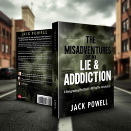 Create a book cover for 'The Misadventures of My Life & Addiction,' a biography by Jack Powell