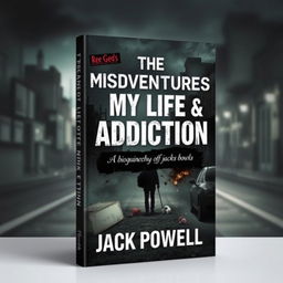 Create a book cover for 'The Misadventures of My Life & Addiction,' a biography by Jack Powell