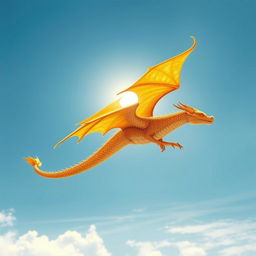 A single solar dragon flying gracefully in the sky