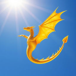 A single solar dragon flying gracefully in the sky