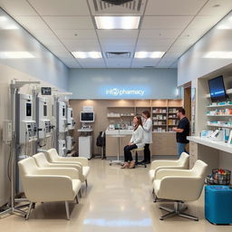 A modern infusion pharmacy with sleek, clean design