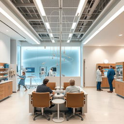 A modern infusion pharmacy with sleek, clean design