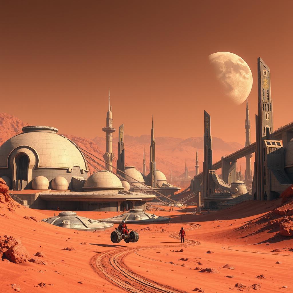 Create an image of a futuristic city on Mars