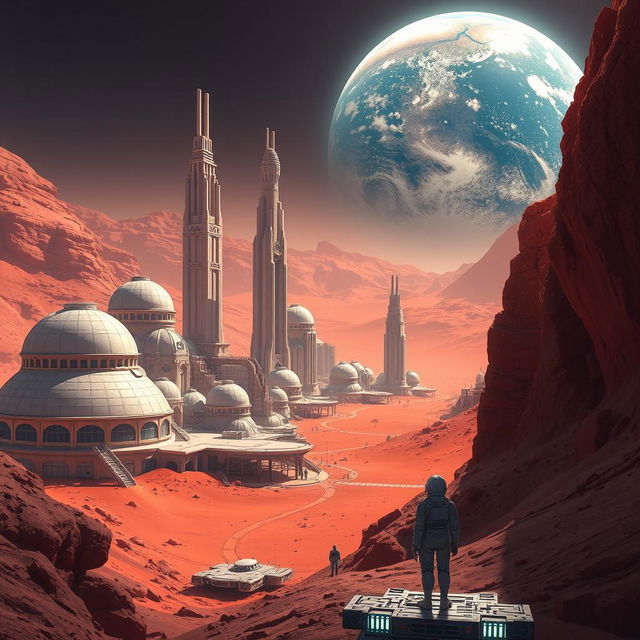 Create an image of a futuristic city on Mars