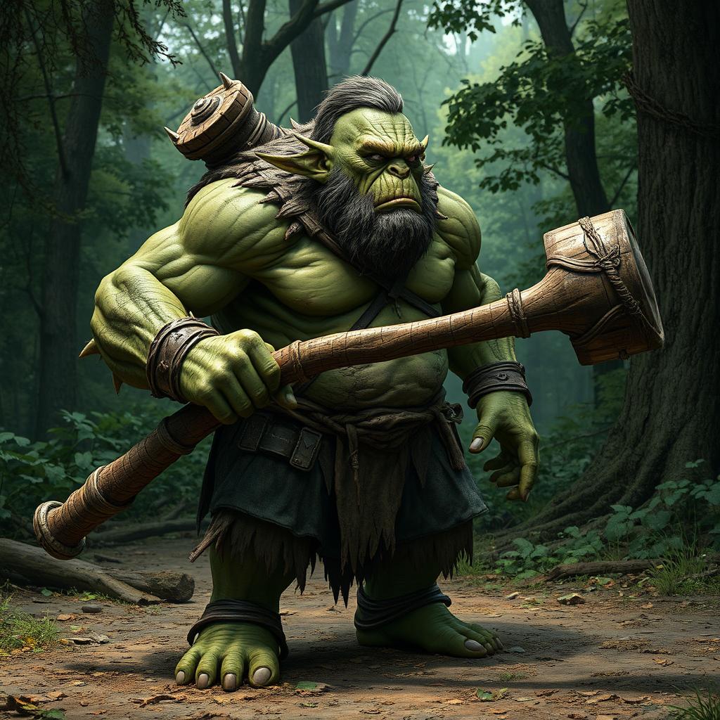 An ogre armed with a large club, looking to the right