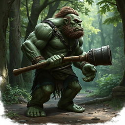 An ogre armed with a large club, looking to the right