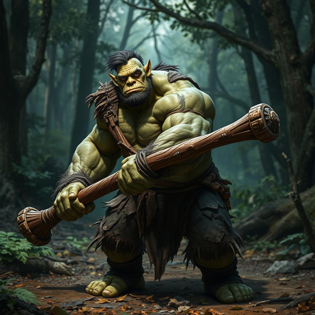 An ogre armed with a large club, looking to the right