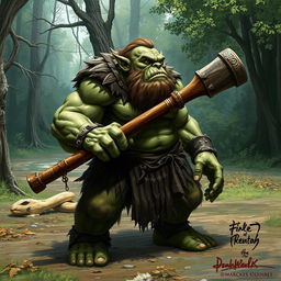 An ogre armed with a large club, looking to the right