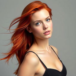 A beautiful young woman with striking red hair