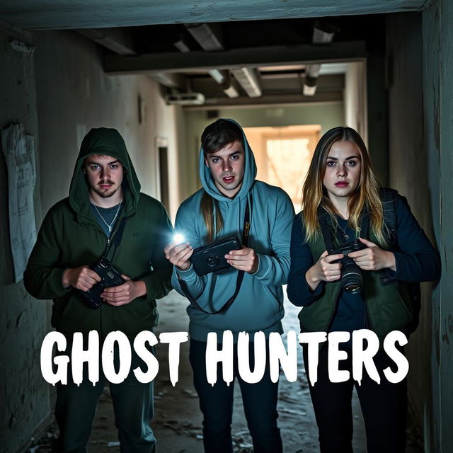 A group of three friends, consisting of two young men and one young woman, are ghost hunters