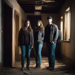 A group of three friends, who are ghost hunters, are exploring a haunted location