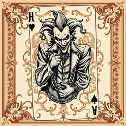 A detailed illustration of a joker card with intricate designs