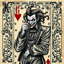 A detailed illustration of a joker card with intricate designs