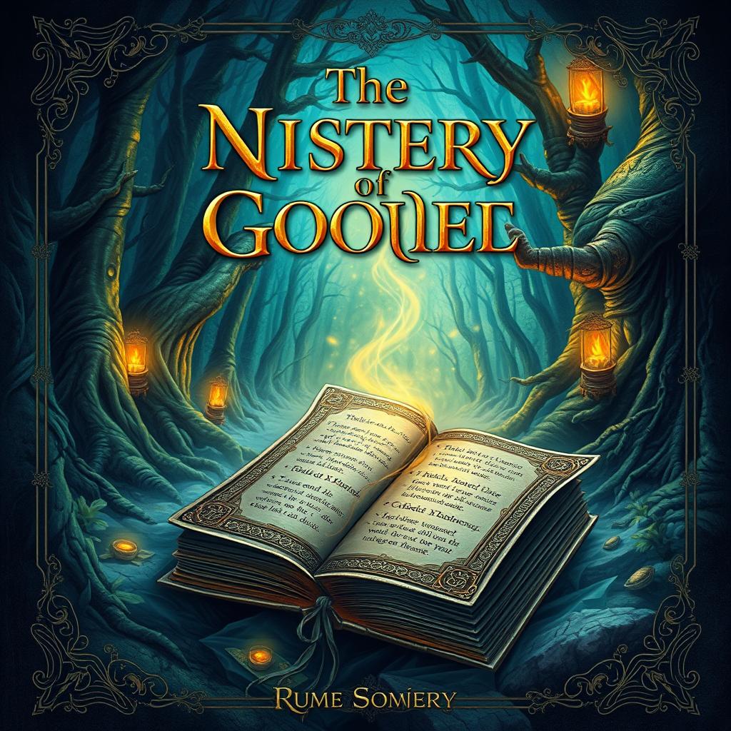 A detailed and captivating book cover with a mysterious and enchanting theme