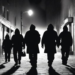 A group of ghost hunters exploring a haunted city at night