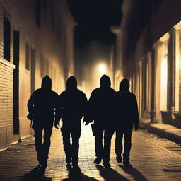 A group of ghost hunters exploring a haunted city at night