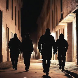 A group of ghost hunters exploring a haunted city at night