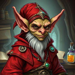 A detailed illustration of a Dungeons & Dragons goblin wizard