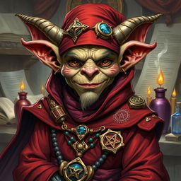 A detailed illustration of a Dungeons & Dragons goblin wizard