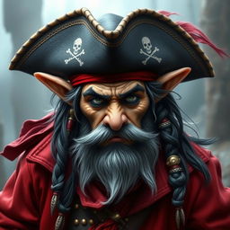 Create an image of a DnD goblin character who is a pirate wizard