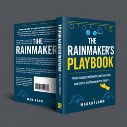 Create a book cover for a training book titled 'The Rainmaker's Playbook: Proven Strategies to Elevate Your Sales, Expand Your Influence, and Dominate Your Industry'