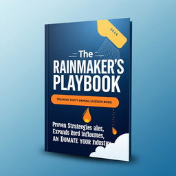 Create a book cover for a training book titled 'The Rainmaker's Playbook: Proven Strategies to Elevate Your Sales, Expand Your Influence, and Dominate Your Industry'